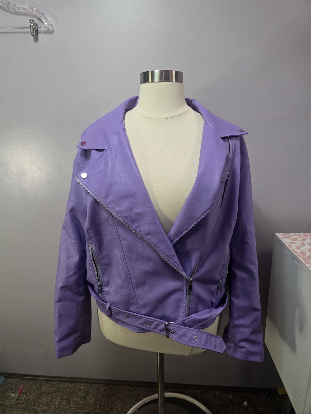 Fashion Nova Lavender Faux Leather Moto Jacket  Size 3x